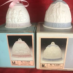 1987 and 1990 Lladro Christmas Bells